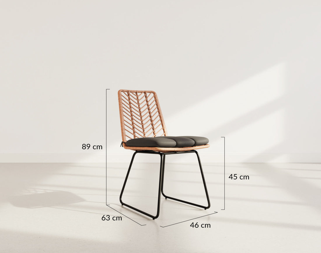 Forenza - Set Of 4 Chairs - Rattan Effect/Wood And Black Colour - Black / Wood
