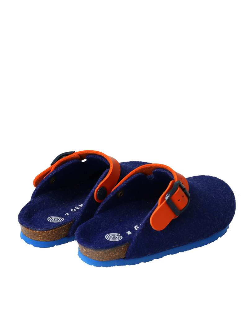 Pantoufles Shetland Felt Gentain Blue