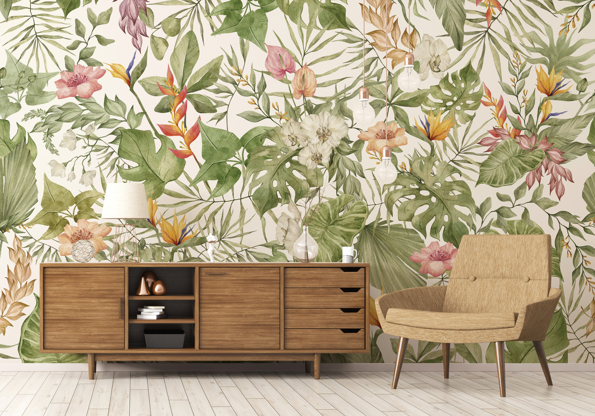 Affresco Foresta Tropicale - Arancione