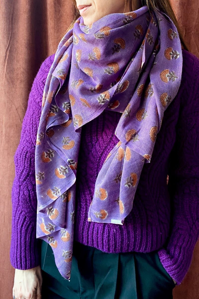 Foulard En Laine Anisha "Florets" - Purple