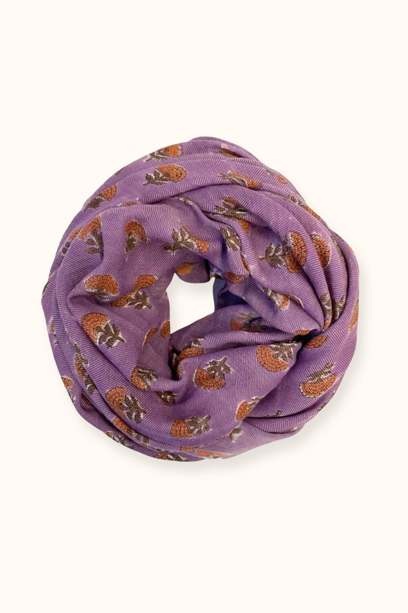 Foulard En Laine Anisha "Florets" - Purple