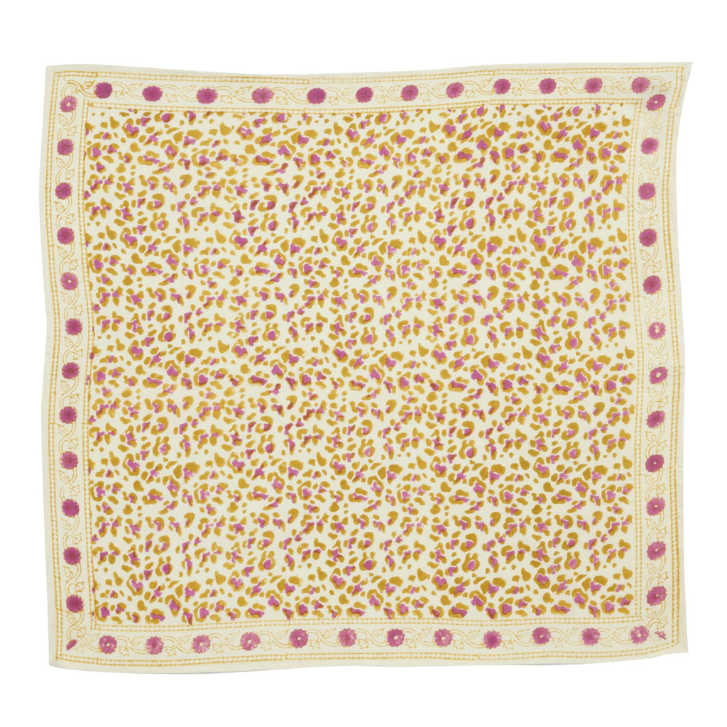 Foulard Indien - Léopard Ecru/Kiwi