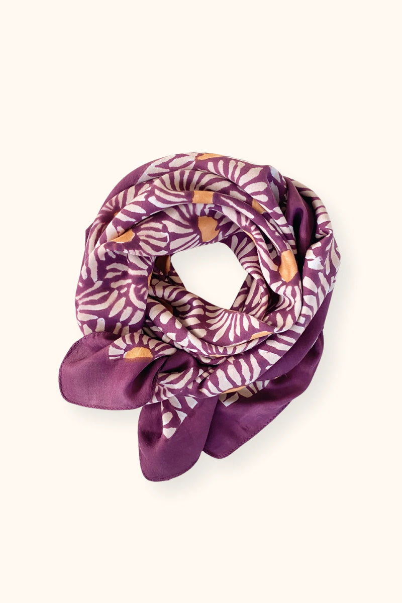 Foulard Lalavida "Marguerite" - Aubergine