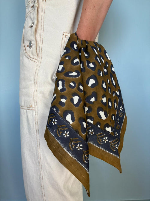 Large Leopard Scarf - Khaki