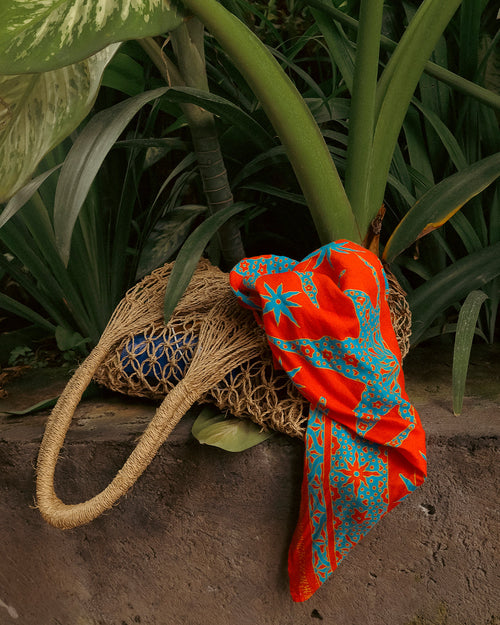 Samui Scarf - Red & Blue - 100% Cotton