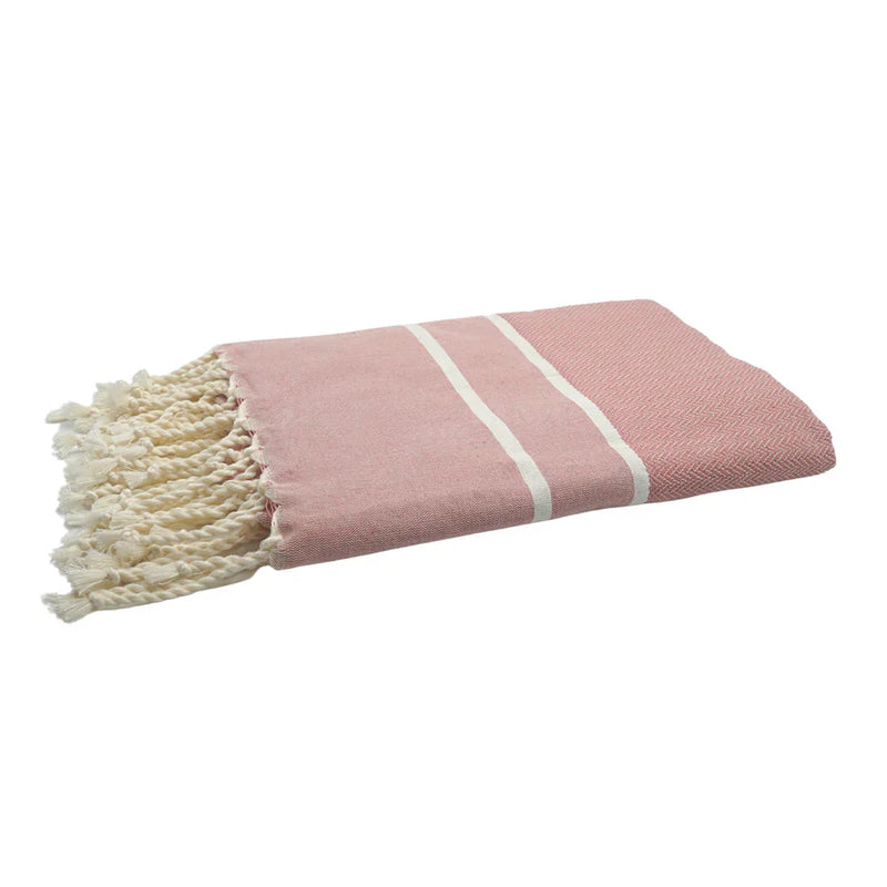 Fouta Chevrons Powder Pink - 100 x 200 cm | Beach Towel