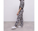Pantalón ancho de seda - Blanco y negro - Mujer
