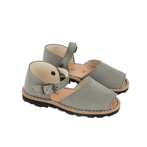 Frailera Nubuck Dark Gray Buckle Sandals - Gray