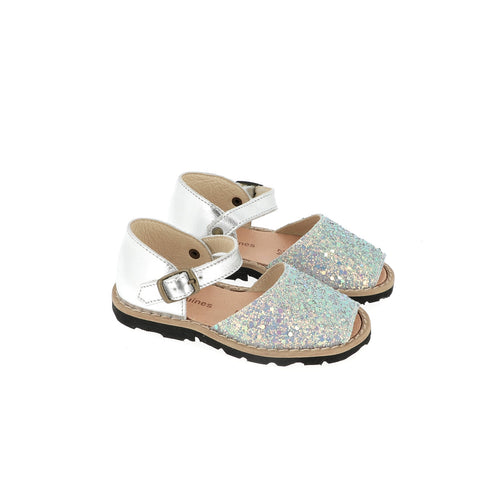 Frailera Sunny Blue Glitter Buckle Sandals - Blue