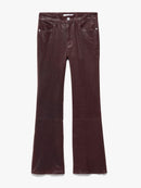 Le Crop Mini Boot Leather Pants - Burdgundy