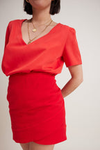 Margaux Red Cotton Gauze Skirt