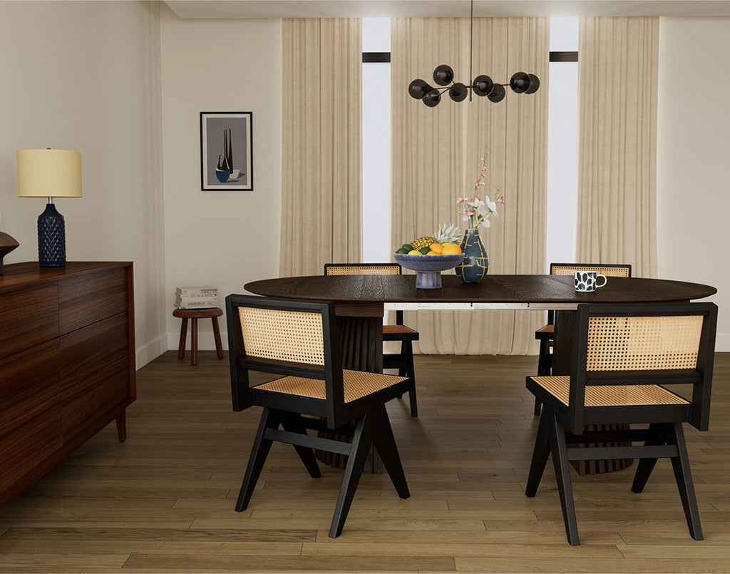 Freya - Table À Manger Ronde Extensible 4 À 8 Personnes - Effet Bois Foncé - Marron