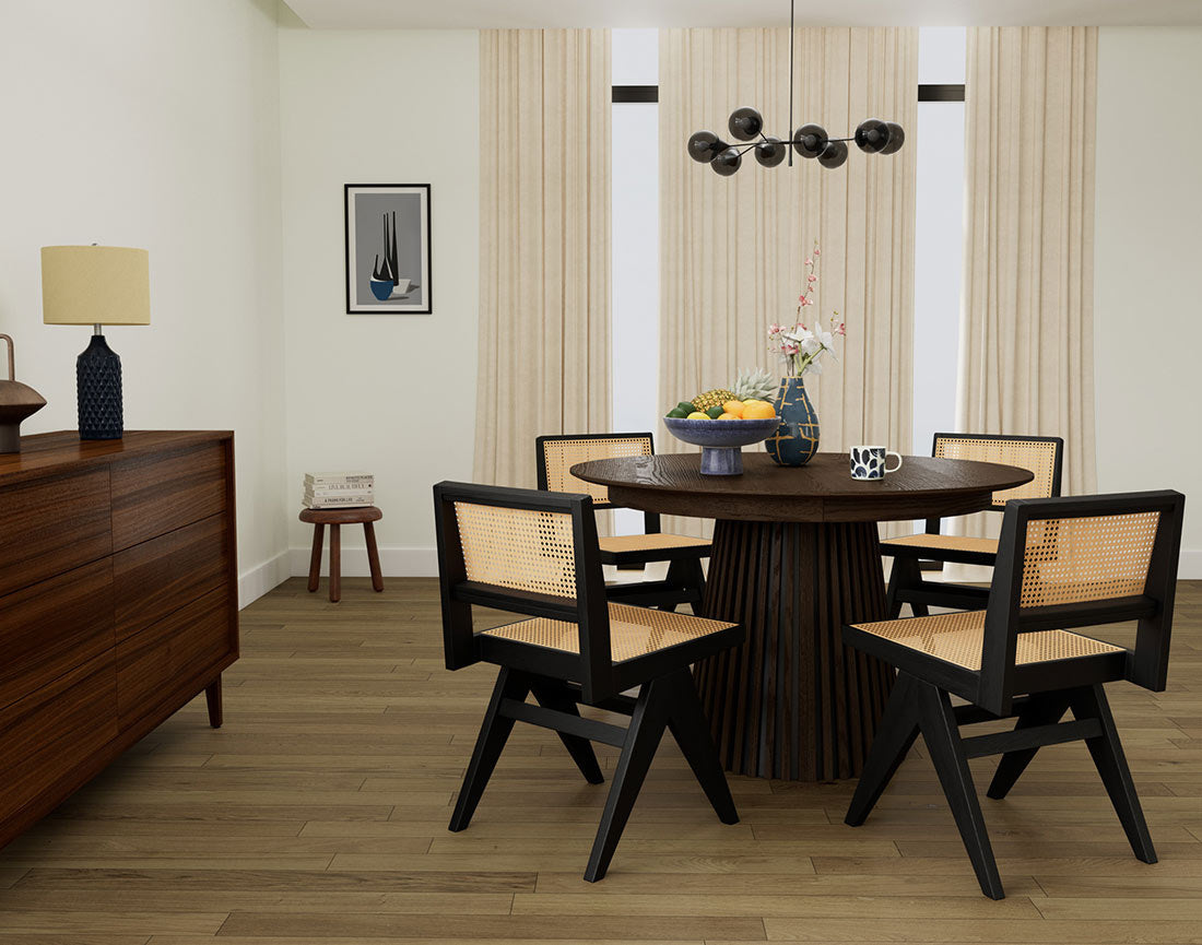 Freya - Table À Manger Ronde Extensible 4 À 8 Personnes - Effet Bois Foncé - Marron