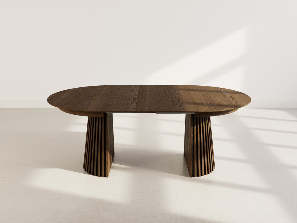 Freya - Table À Manger Ronde Extensible 4 À 8 Personnes - Effet Bois Foncé - Marron