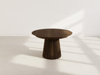 Freya - Table À Manger Ronde Extensible 4 À 8 Personnes - Effet Bois Foncé - Marron