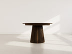 Freya - Table À Manger Ronde Extensible 4 À 8 Personnes - Effet Bois Foncé - Marron