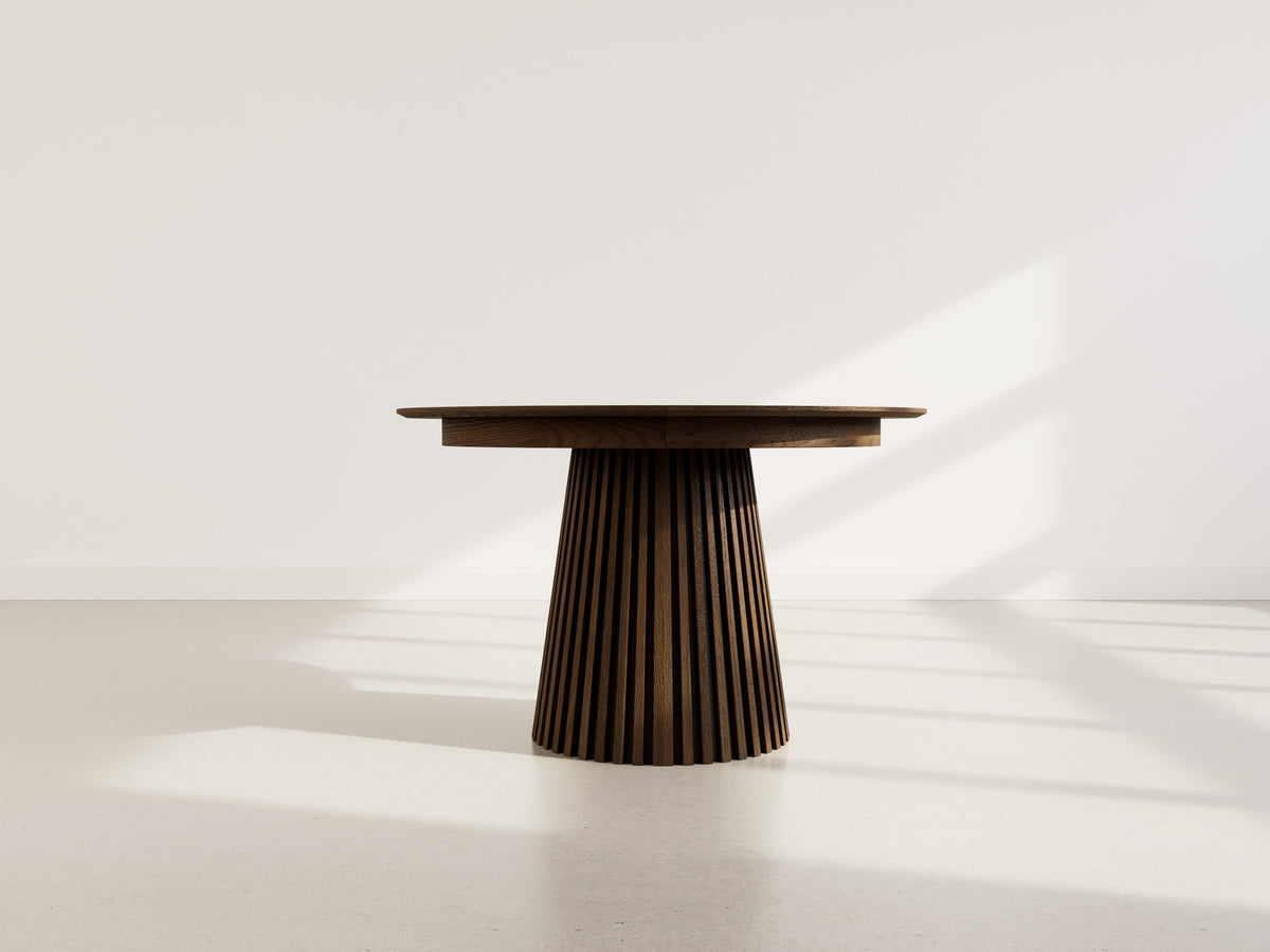 Freya - Table À Manger Ronde Extensible 4 À 8 Personnes - Effet Bois Foncé - Marron