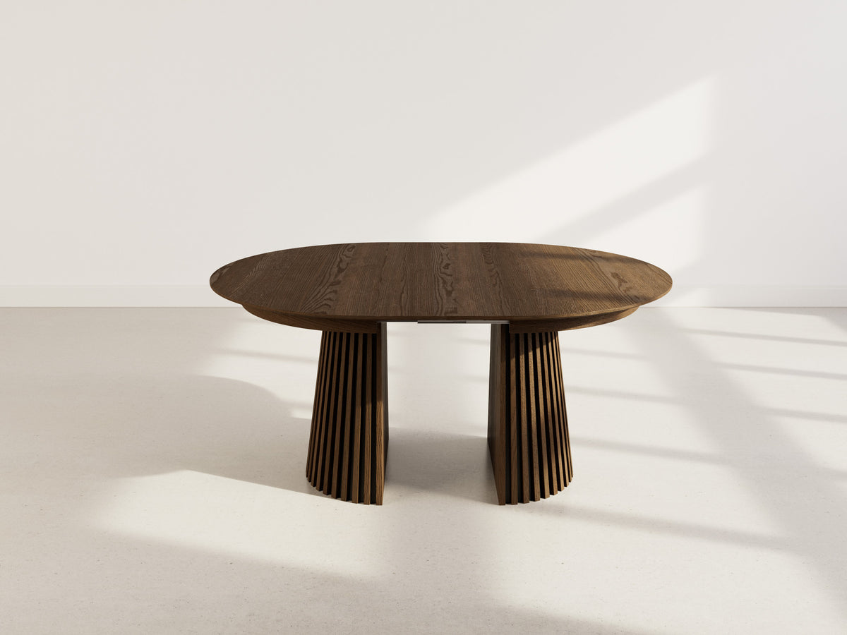 Freya - Table À Manger Ronde Extensible 4 À 8 Personnes - Effet Bois Foncé - Marron