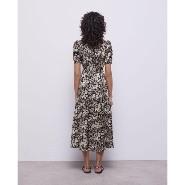 Long Printed Dress With Buttons - Women