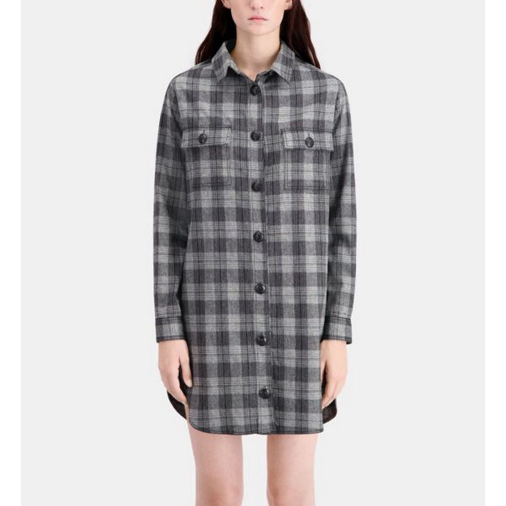 Wool Shirt Dress - Gray - Women