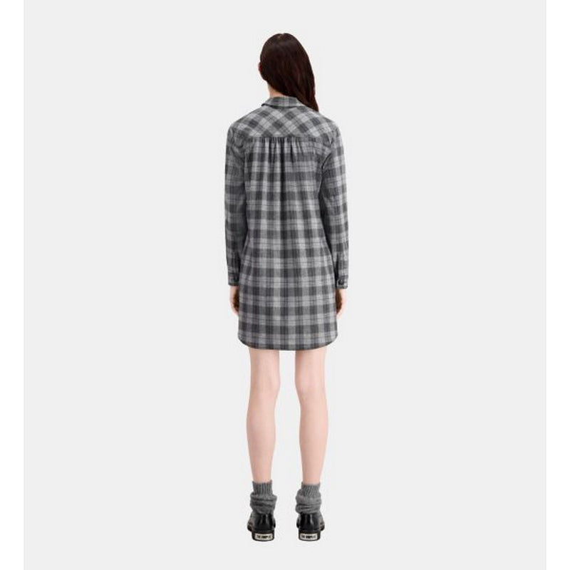 Vestido camisero de lana - Gris - Mujer