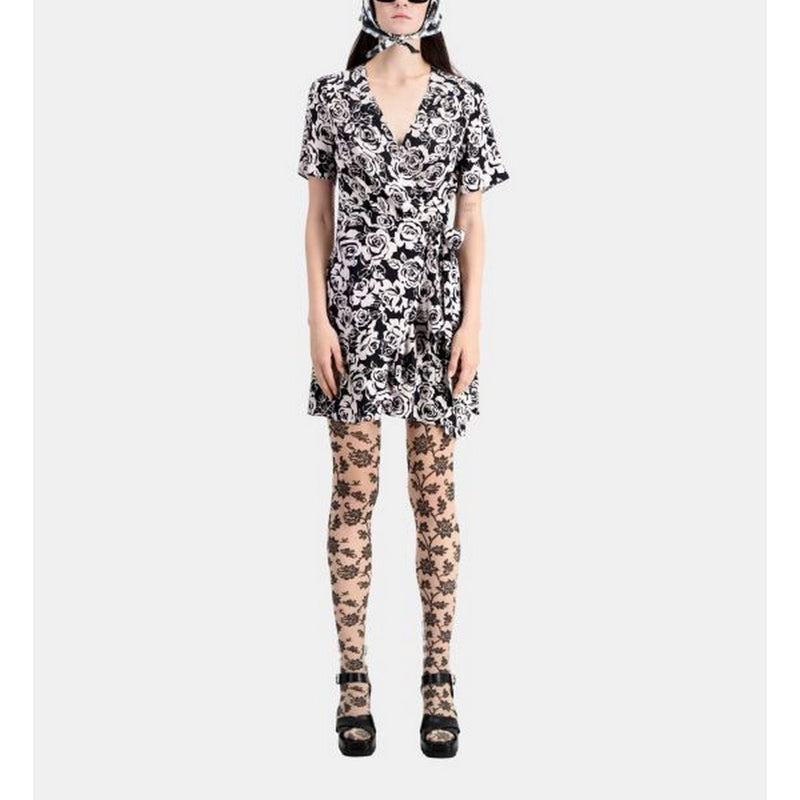 Vestido cruzado - Negro - Mujer