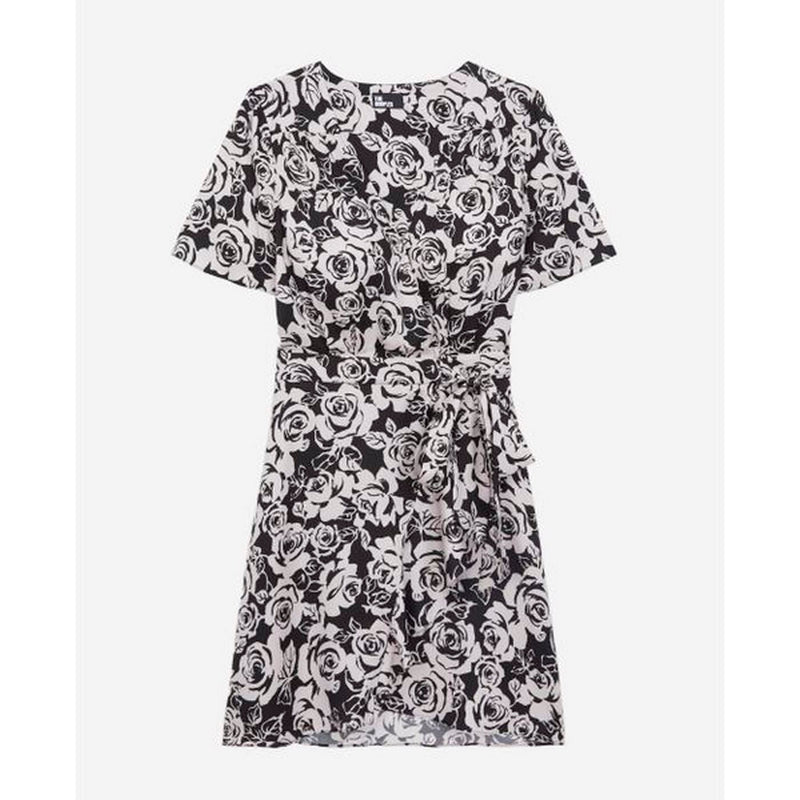 Vestido cruzado - Negro - Mujer