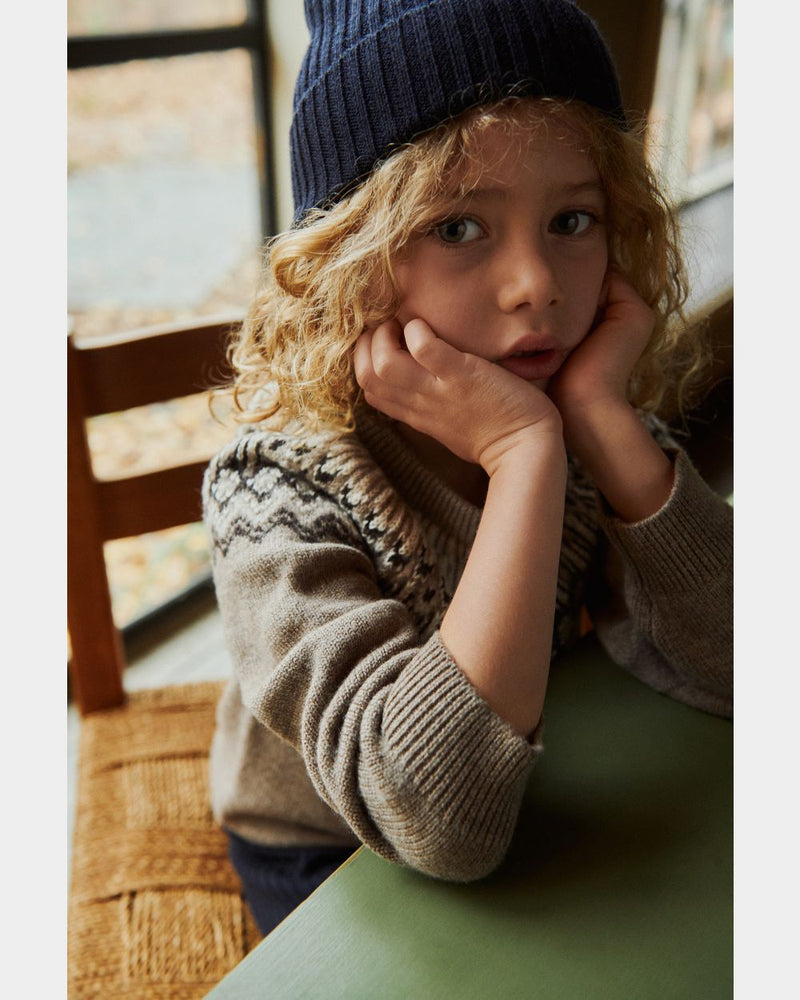 Fub - Jersey De Lana Merino Fair Isle Beige Melange