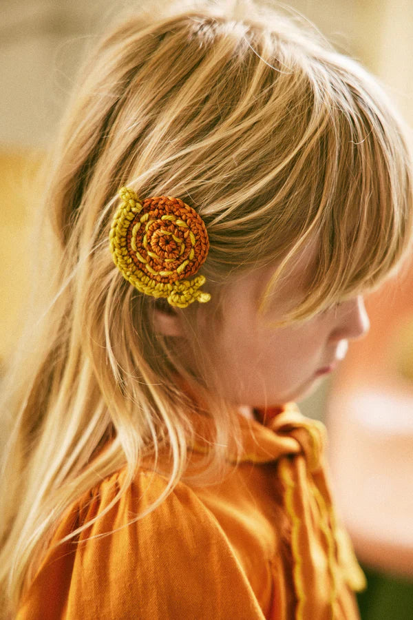 Duo of Snail faded pink barrettes - Misha & Puff selection available on www.amaetc.com, eco-friendly concept store for children
