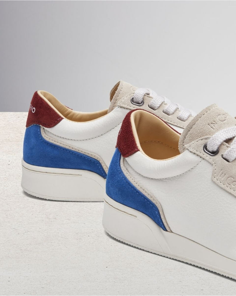 Gabriel Sneakers Mujer - Piel Y Ante Azul / Beige / Burdeos