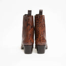 Bottines Gaia - Cuir Embossé Python - Chocolat