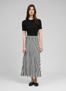 Galvily Stipe Long Skirt Black