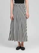 Galvily Stipe Long Skirt Black