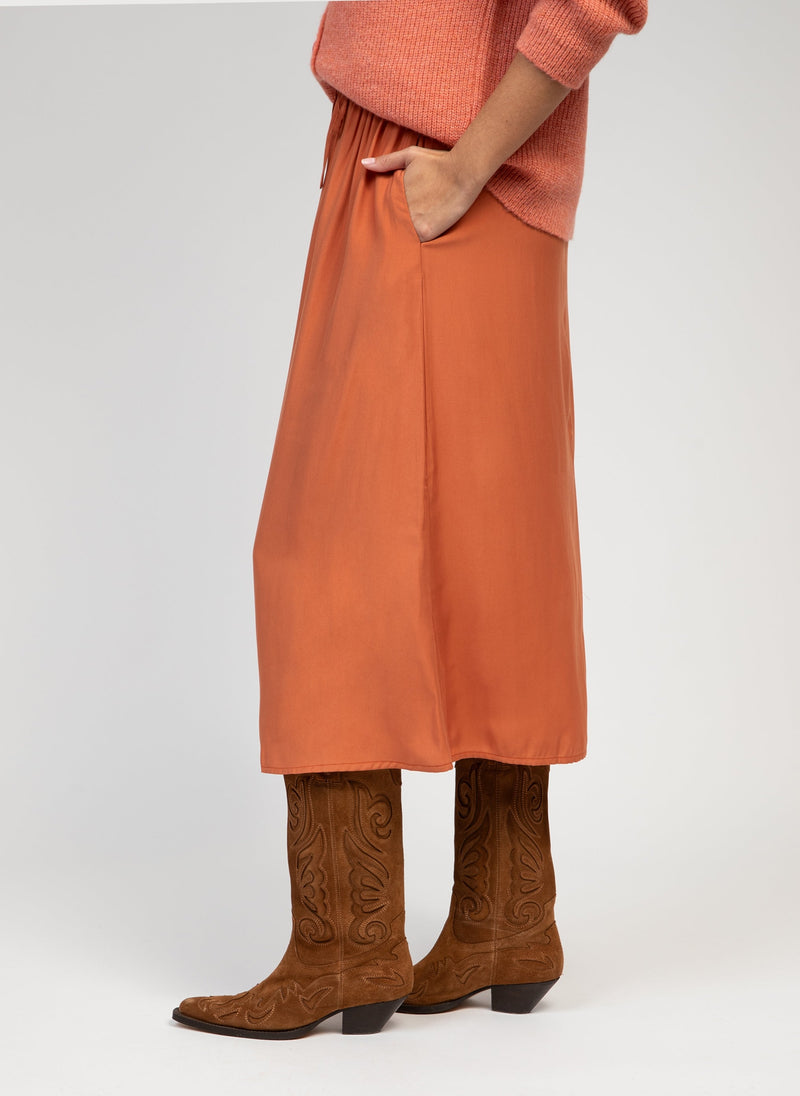 Ganelia Terracotta Midi Skirt