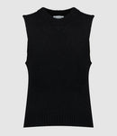 Ganni - Pull Sans Manches O-Neck Noir - Femme