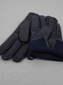 Gants En Cuir D'Agneau Doublure Cachemire - Bleu Marine