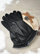 Guantes de piel táctil costura exterior - Negro