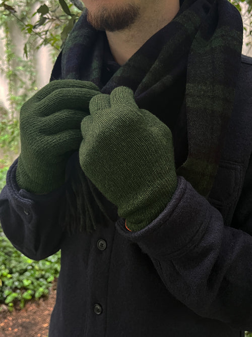 Guantes de lana caqui con forro de cachemira - Beige