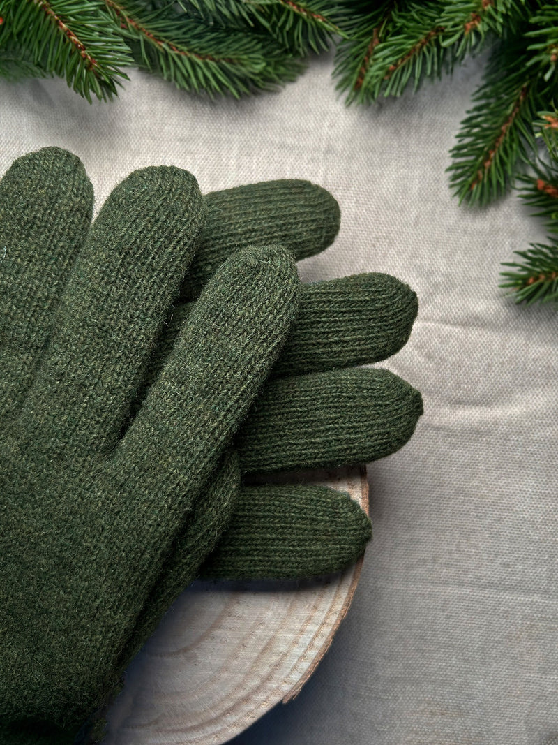 Guantes de lana caqui con forro de cachemira - Beige