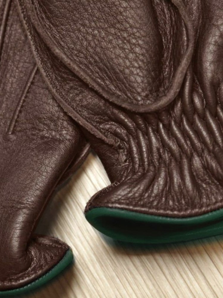 Guantes táctiles de piel de ciervo - Mocca