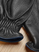 Gants Tactiles En Cuir De Cerf - Noir