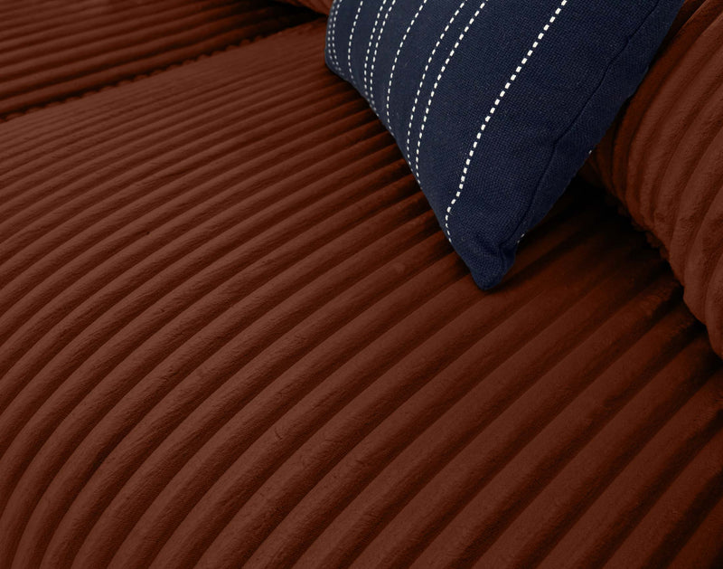 Garance - Canapé D'Angle Réversible - 4 Places - Velours Grosses Côtes - Terracotta