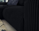Garance - Canapé D'Angle Réversible - 4 Places - Velours Grosses Côtes - Noir