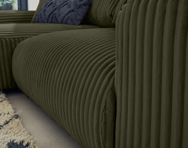 Garance - Canapé D'Angle Réversible - 4 Places - Velours Grosses Côtes - Vert