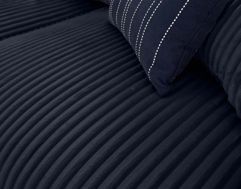 Garance - Canapé D'Angle Réversible - 4 Places - Velours Grosses Côtes - Bleu