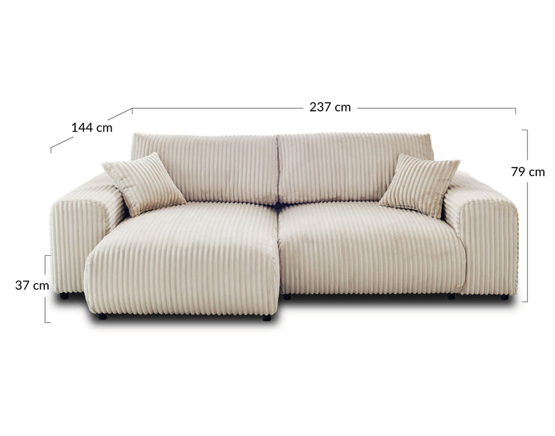 Garance - Canapé D'Angle Réversible - 4 Places - Velours Grosses Côtes - Terracotta