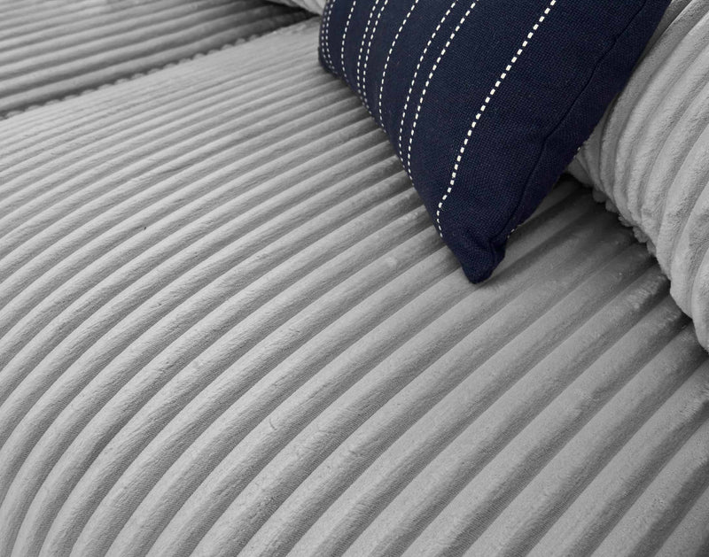 Garance - Canapé D'Angle Réversible - 4 Places - Velours Grosses Côtes - Gris Clair