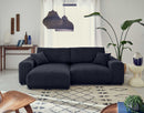 Garance - Canapé D'Angle Réversible - 4 Places - Velours Grosses Côtes - Bleu