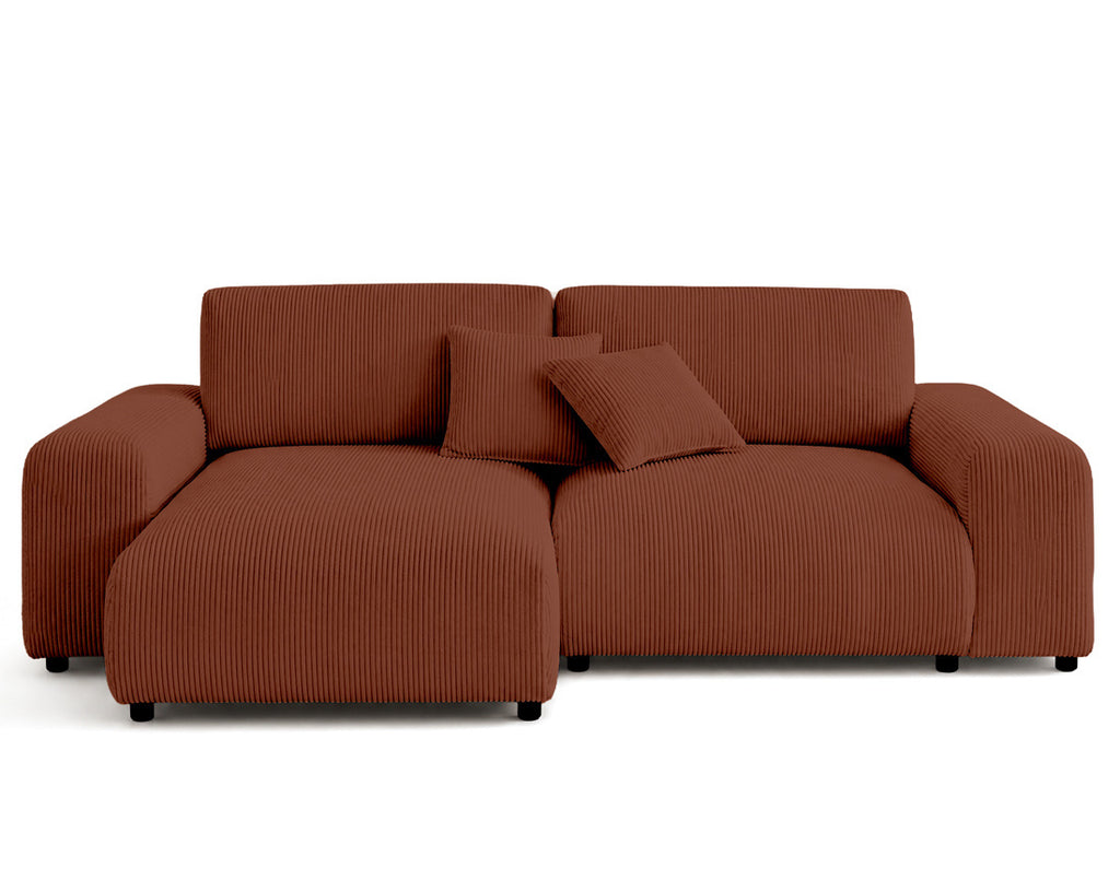 Garance - Divano angolare reversibile 4 posti - Velluto a coste - Terracotta