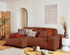 Garance - Divano angolare reversibile 4 posti - Velluto a coste - Terracotta